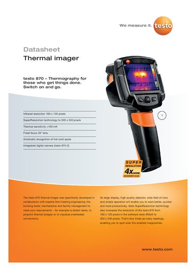 testo 870 Thermal Imager Datasheet