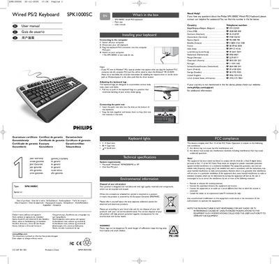 Philips SPK1000SC Keyboard User Manual - cover page