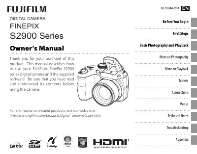 FUJIFILM FinePix S2900 Series Digital Camera Owner's Manual