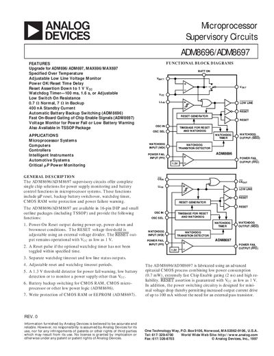 Analog Devices ADM8696/ADM8697 Datasheet - cover page
