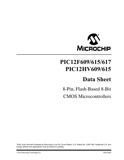 Microchip PIC12F609/615/617/12HV609/615 Datasheet - cover page