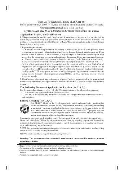 Futaba SKYSPORT 4YF Transmitter User Manual - cover page