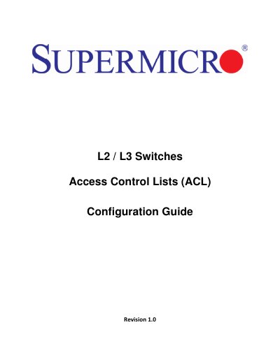 Supermicro L2/L3 Switches ACL Configuration Guide - cover page