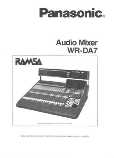 Panasonic WR-DA7 Digital Mixer Users' Guide