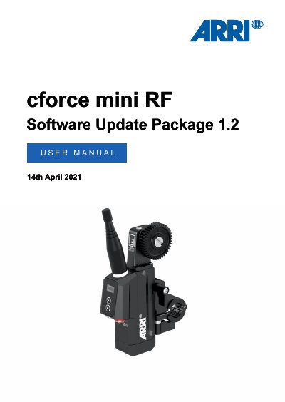 ARRI cforce mini RF Software Update Package 1.2 User Manual - cover page