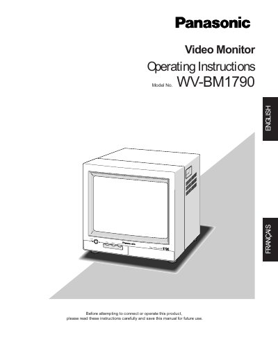 Panasonic WV-BM1790 Video Monitor Operating Instructions - cover page