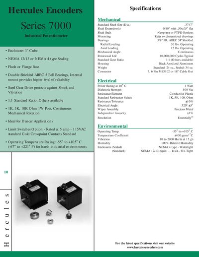 Hercules Series 700 Encoder Datasheet - cover page