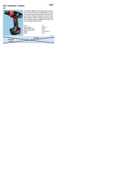 Bosch 2301 Cordless Drill Driver Product Leaflet - cover page