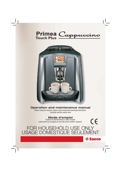 Saeco SUP030ADR Coffee Machine User Guide - cover page
