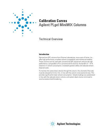 Agilent PLgel MiniMIX Columns Technical Overview - cover page