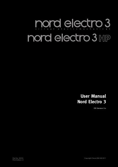 Nord Electro 3 User Manual - cover page