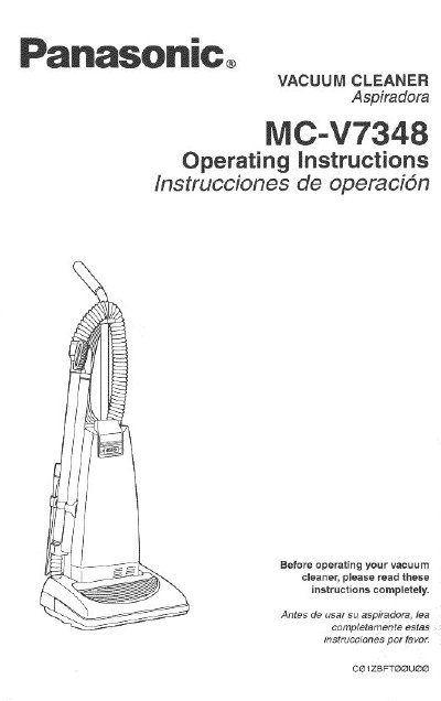 Panasonic MC-V7348 Vacuum Cleaner Operating Instructions - cover page