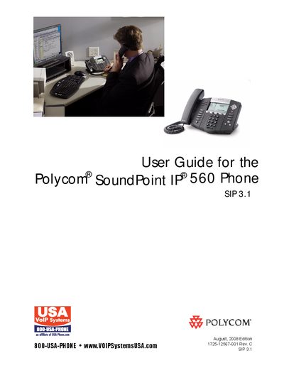 Polycom SoundPoint IP 560 Phone User Guide - cover page
