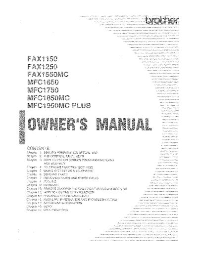 Brother FAX1150 Owner's Manual - cover page
