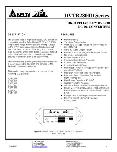 VPT DVTR2800D Series DC-DC Converter Datasheet - cover page