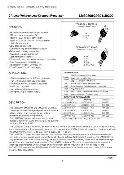 HTC LM39300/LM39301/LM39302 Datasheet - cover page