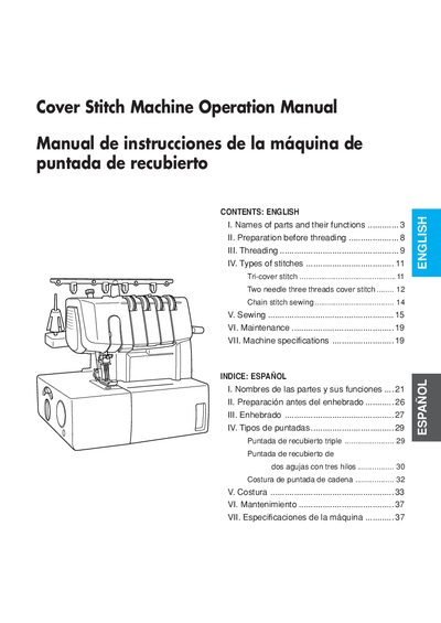 Cover Stitch Machine Operation Manual - cover page