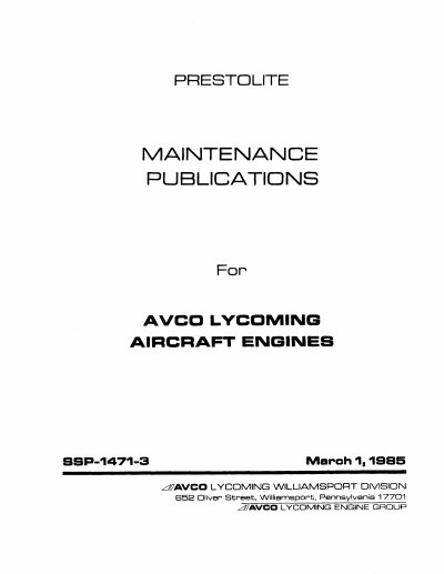 Avco Lycoming L-649A Gear Reduction Starting Motor Service Manual - cover page
