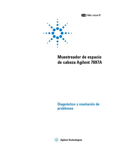 Agilent 7697A Headspace Sampler Troubleshooting and Problem Solving Guide - cover page