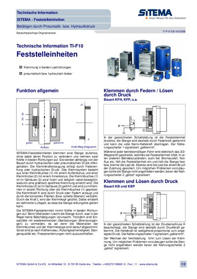 SITEMA TI-F10 Technical Information