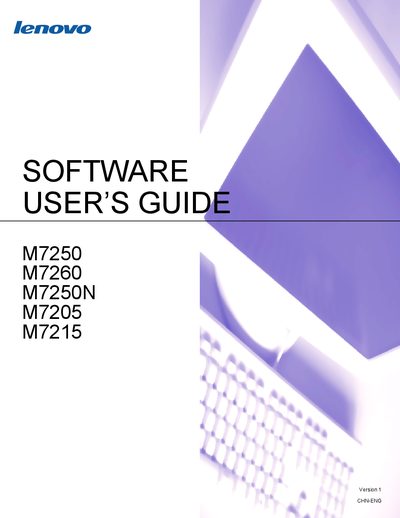 Lenovo M7250/M7260/M7250N/M7205/M7215 Software User Manual - cover page