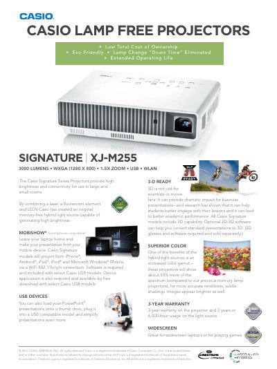 Casio XJ-M255 Projector User Manual - cover page