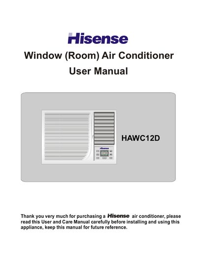 Hisense HAWC12D Window Air Conditioner User Manual - cover page