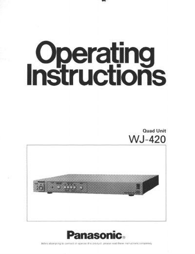 Panasonic WJ-420 Quad Unit Operation Manual - cover page