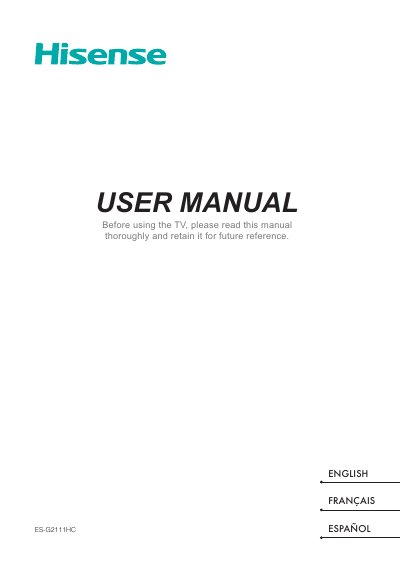 Hisense ES-G2111HC TV User Manual - cover page