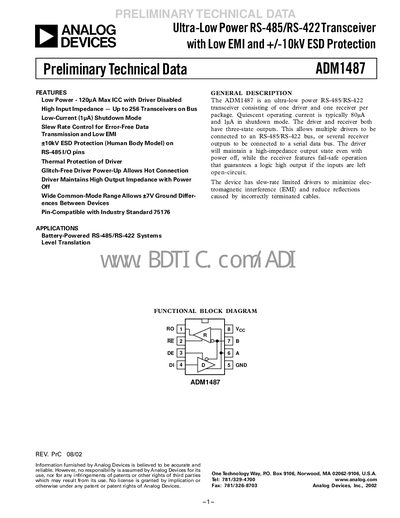 ANALOG DEVICES ADM1487E handbook - cover page