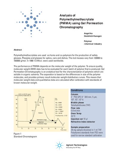 Agilent 1100 Series PMMA GPC Analysis Application Note - cover page