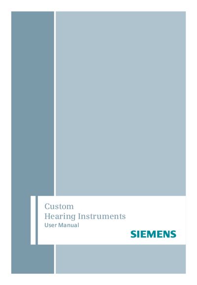 Siemens Custom Hearing Instruments User Manual - cover page
