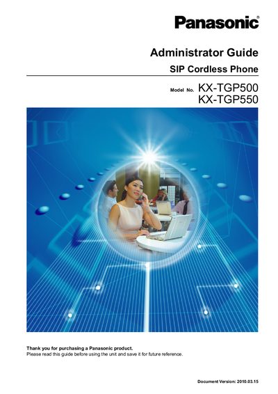 Panasonic KX‑TGP500 / KX‑TGP550 SIP Cordless Phone Administrator Guide