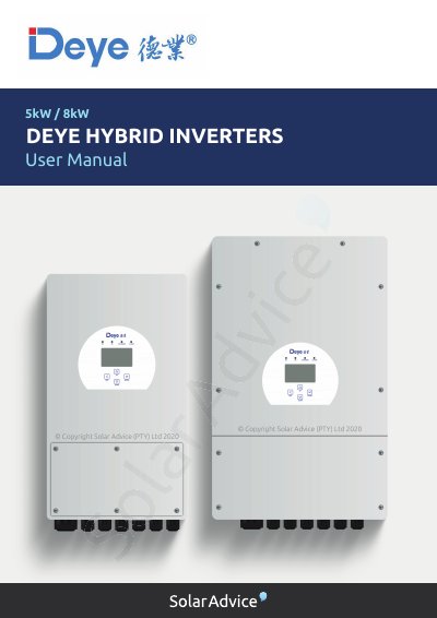DEYE 5kW / 8kW Hybrid Inverter User Manual cover
