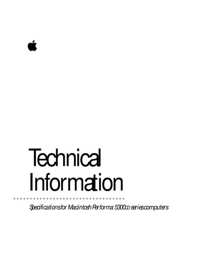Apple Performa 5300 Series Technical Specifications - cover page