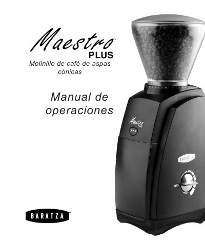 Baratza Maestro Plus Coffee Grinder Operations Manual - cover page