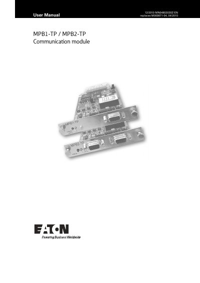 Eaton MPB1-TP/MPB2-TP Communication Module User Manual - cover page