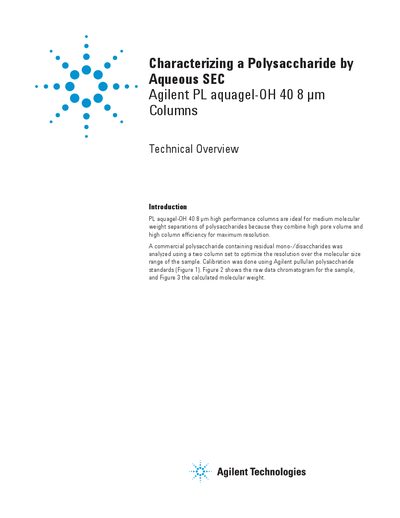 Agilent PL aquagel-OH 40 8 um Columns Technical Overview - cover page