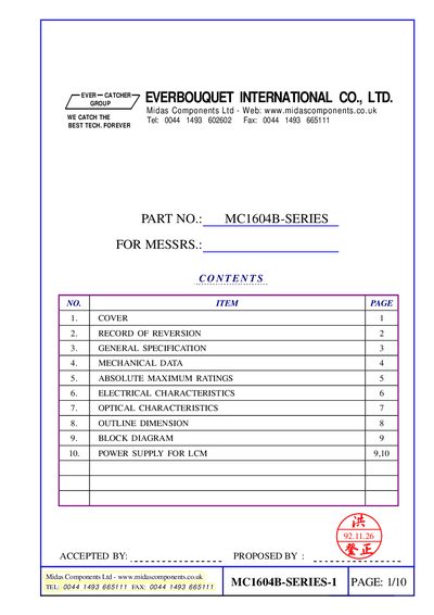 Everbouquet MC1604B Series Datasheet - cover page