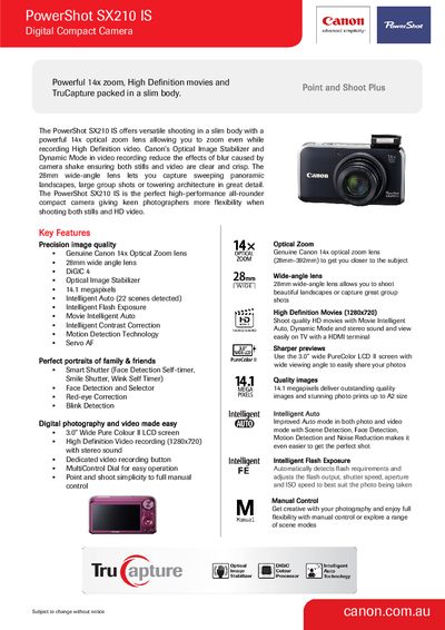 Canon PowerShot SX210 IS Digital Compact Camera User Manual - cover page