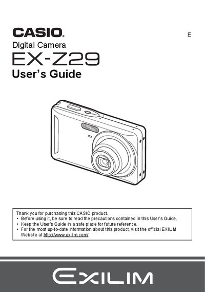 Casio EX-Z29 Digital Camera User's Guide - cover page