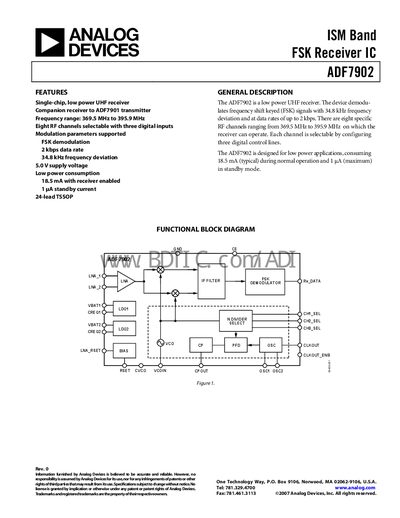 Analog Devices ADF7902 Datasheet - cover page