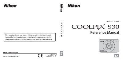 Nikon COOLPIX S30 Digital Camera User Manual - cover page