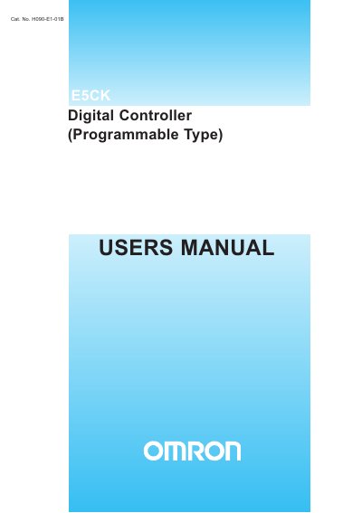 Omron E5CK Digital Controller User Manual - cover page