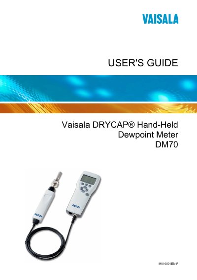 Vaisala DM70 Hand‑Held Dewpoint Meter User Guide - cover page