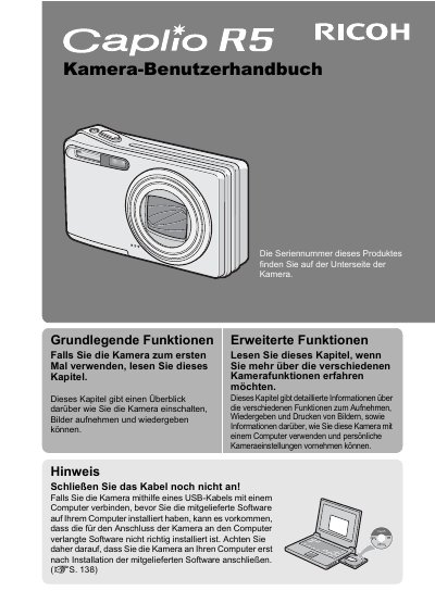 Ricoh Caplio R5 Digital Camera User Manual - cover page