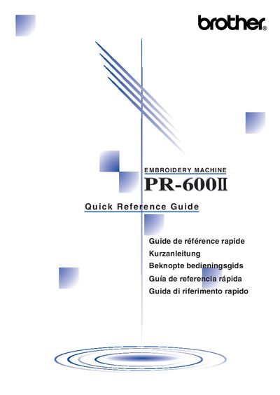 Brother PR-600II Quick Reference Guide - cover page