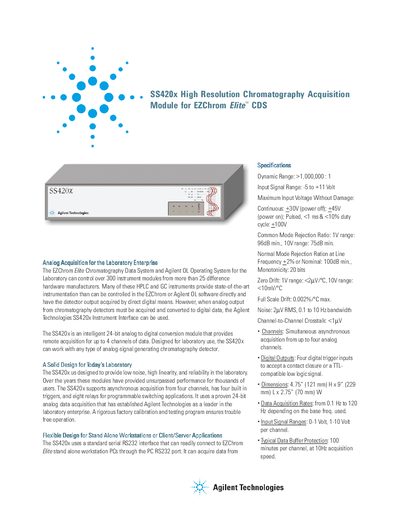 Agilent SS420x High Resolution Chromatography Acquisition Module Product Leaflet - cover page