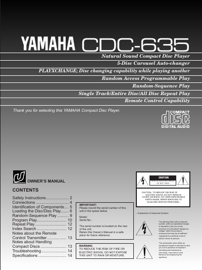 YAMAHA CDC-635 Manual - cover page