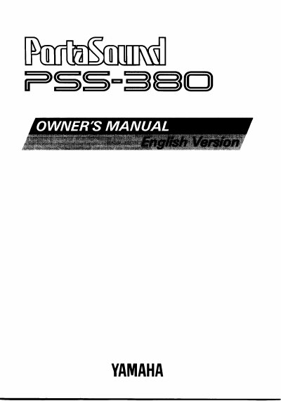 Yamaha PSS-380 PortaSound Owner's Manual - cover page